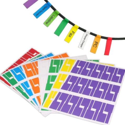 OTECH Wire Tags Labels Sticker PVC Self Adhesive A4 210x297mm (Tags 30Pcs/Sheet) Light Blue