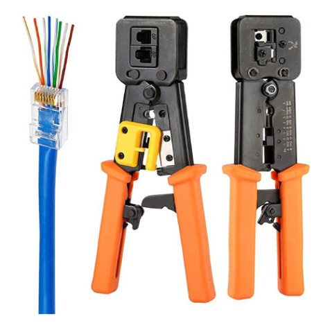 298 S45C RJ45 Pass Through Cat5 Cat5e Cat6 Crimping Tool for RJ45/RJ12 Regular 298 S45C RJ45 Pass Through Cat5 Cat5e Cat6 Crimping Tool for RJ45/RJ12 Regular