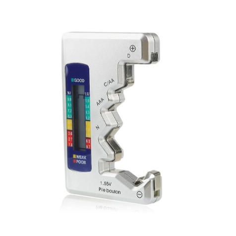 Universal Battery Tester Checker for C, AA, AAA, D, N, 9V & 1.5V Button Cell Compact Mini Battery Checker
