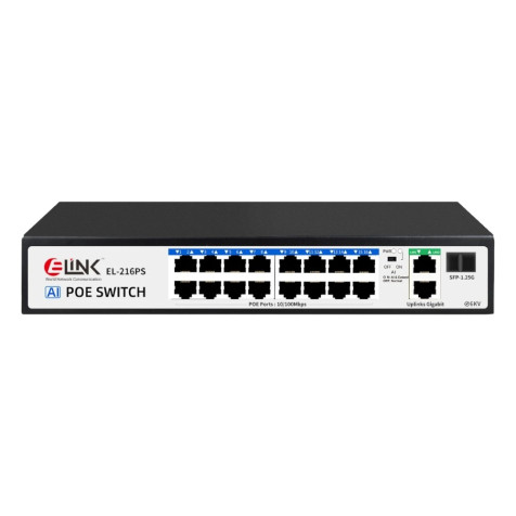 E-LINK EL-216PS 16-Port 2 Gigabit Uplink POE Switch