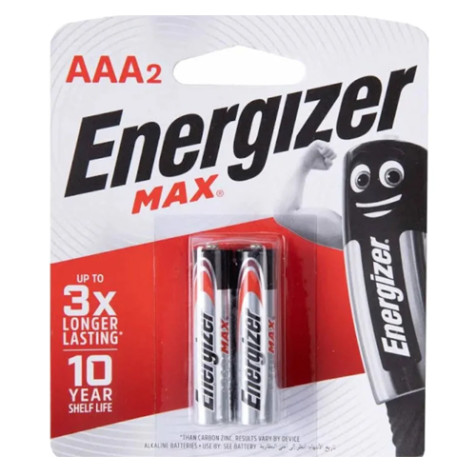 Energizer Max AAA2 1.5V Alkaline Battery 2Pcs Pack