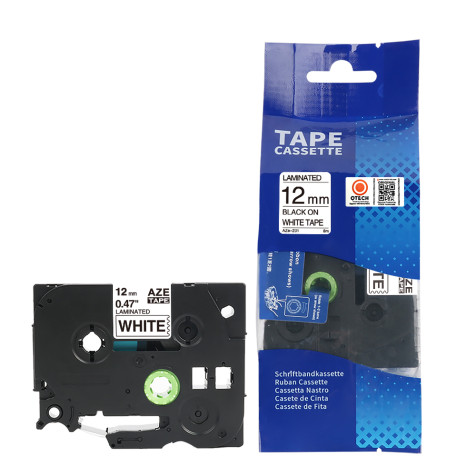Otech TZE-231 ( 12mm X 8M) Laminated Black on White Tape Cartridge
