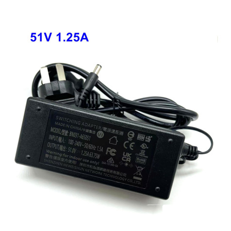 AC/DC Power Adapter DC 51V 1.25A For PoE Switch