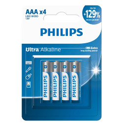 Philips Ultra Alkaline AAA Battery 4pc Blister Pack