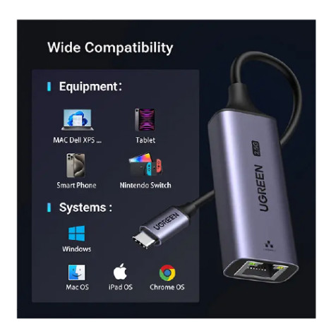 UGREEN CM648 25052USB-C to RJ45 2.5G Ethernet Adapter