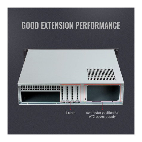 OTECH 2U 19in X26RM Heavy-Duty Silver Black Rack Mount Case