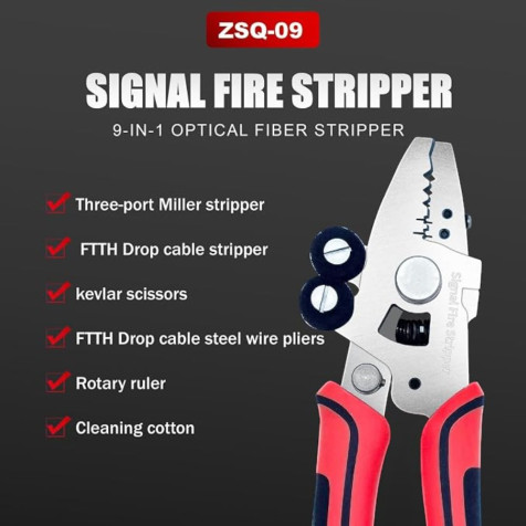 Signal Fire ZSQ-09 New 9 in 1 Optical Fiber Stripper Optic Miller Scissors Wire Pliers
